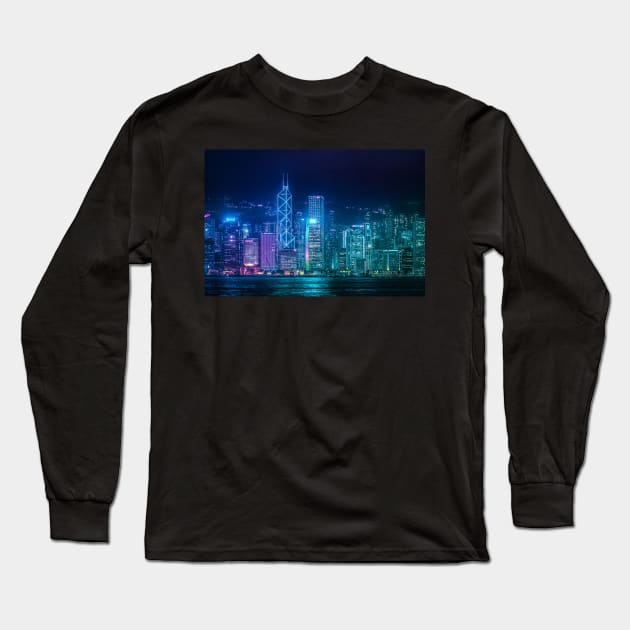 Hong Kong Cityscape Long Sleeve T-Shirt by TokyoLuv